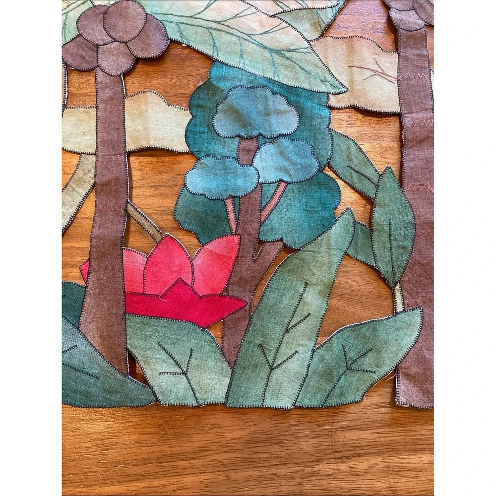 Tropical Palm Tree Appliqué Runner with Floral Accents‎ 16x43